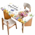 thumbnail image 1 of Spring Groundhog Table Cloths for 4 Foot Rectangle Tables, Watercolor Sunflower Botanical Butterfly Patio Waterproof Elastic Fitted Tablecloths, Washable Rectangular Table Cover for Camping, 1 of 8