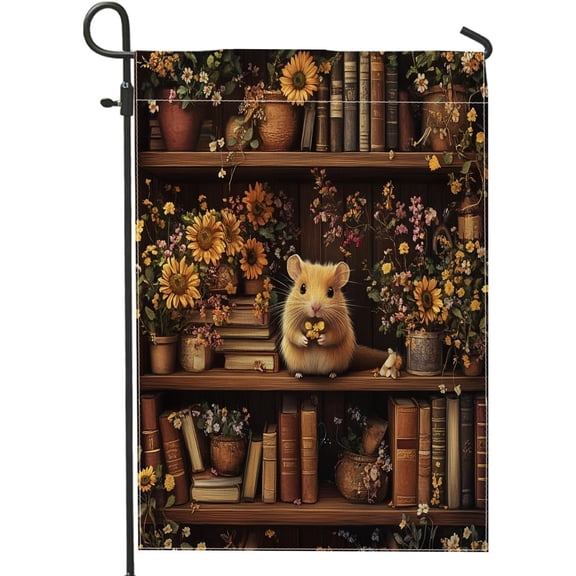 Spring Hamster Garden Flag 12x18 Inch Linen Vertical Outdoor Front Yard Backyard Lawn Decoration