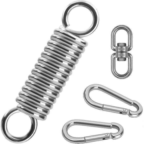 Spring Hanging Chair, Swing Steel Spring With 2 Carabiners And 360 Swivel Hook, Heavy Duty Hanging Spring Kit Up To 250kg For Hammock Hanging Chair