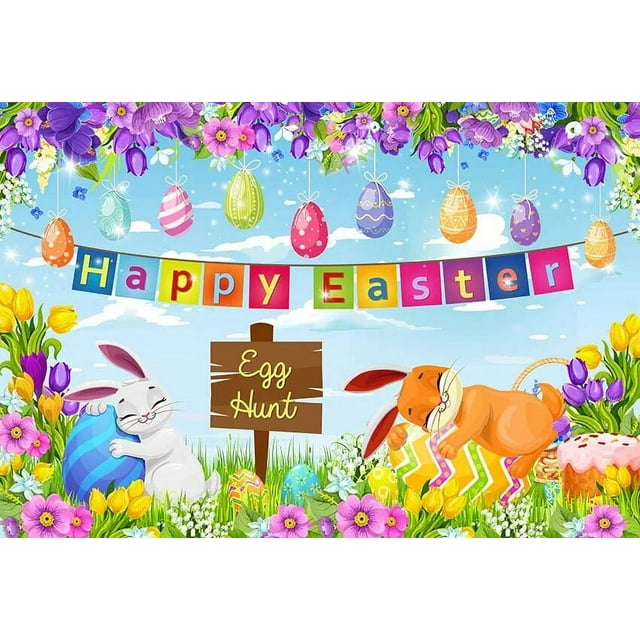 Spring Happy Easter Photography Eggs Grassland Balloon Rabbit Wood ...