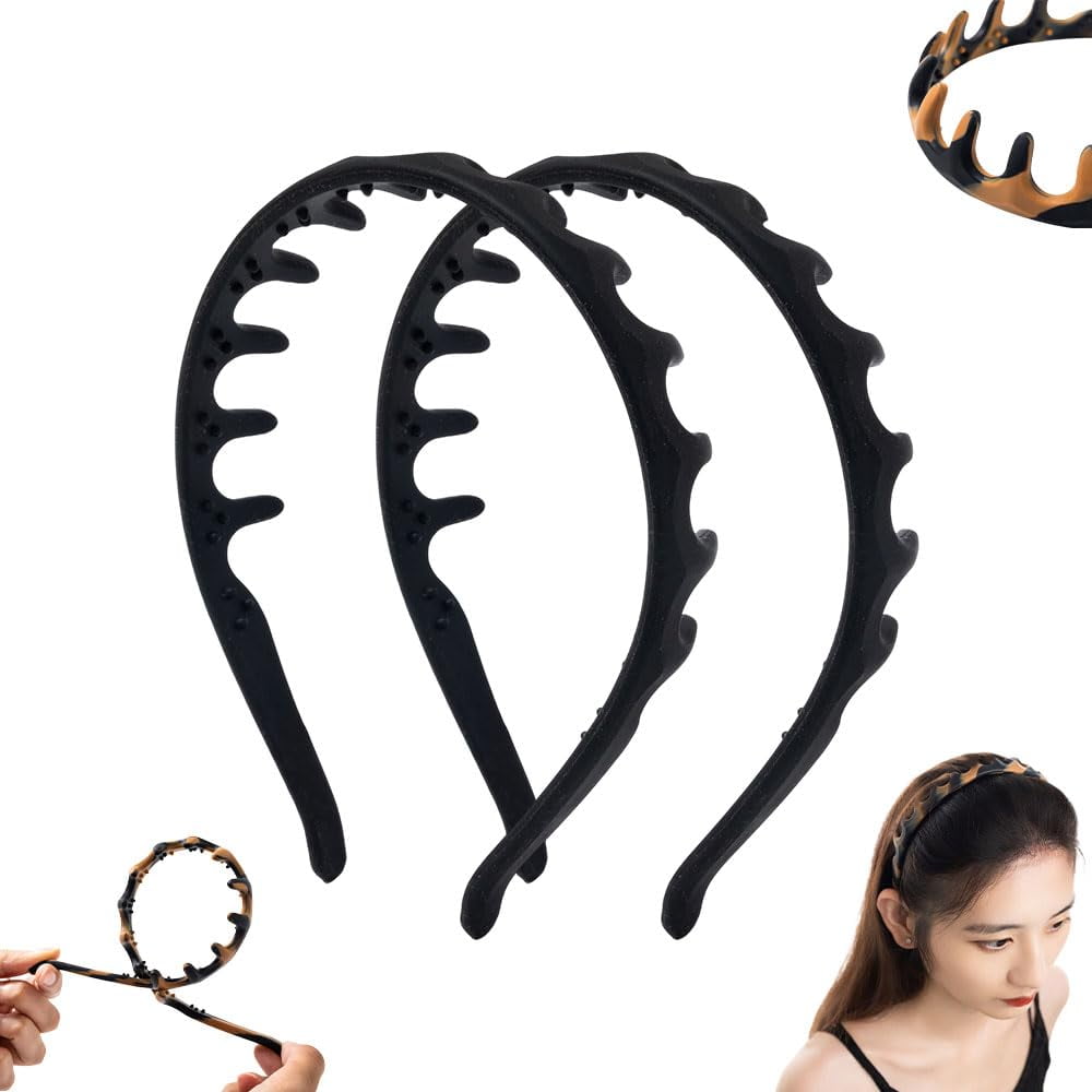 Spring Headbands for Women, Silicone U-Shape Zig Zag Hair Comb Headband, Non-Slip Reversible Korean Style High Volume Hair Band