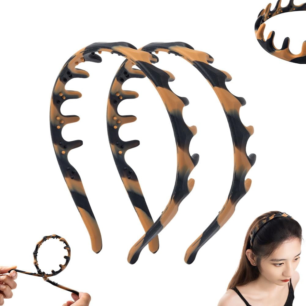 Spring Headbands for Women, Silicone U-Shape Zig Zag Hair Comb Headband, Non-Slip Reversible Korean Style High Volume Hair Band