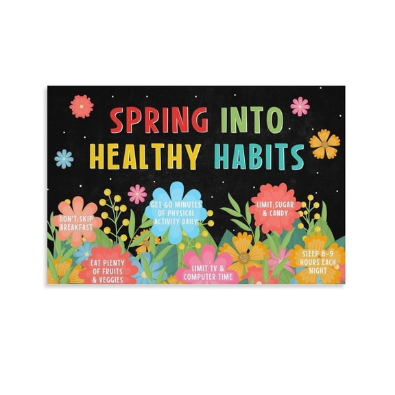 Spring Into Healthy Habits New Clinic Poster Health Office Wall Art for School Nurse Pediatric Clinic Decor Health Room Gift Bulletin Board Decoration