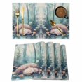 thumbnail image 1 of Spring Hedgehog Green Placemats Set of 4 Botanical Forest Flower Leaf Place Mats Indoor Wipeable Table Mats Washable Cloth Dining Table Placemats for Kitchen Holiday Party Home Decor 13x19 Inch, 1 of 9
