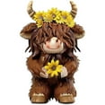 thumbnail image 1 of Spring Highland Cow Decor Brown Resin Figurine Cow Farmhouse Tiered Tray Summer Outdoor Garden Decor Highland Cow Bathroom Decorations Calf Gnome Herd Gifts(Daisy Flower), 1 of 3