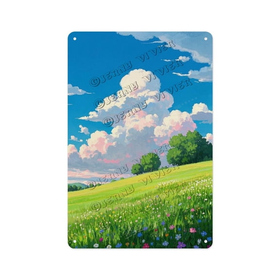 Spring Hill Countryside Landscape Vintage Tin Sign  8x12 Inches, Perfect for Home, Office, and Outdoor Garden Decor, Aluminum Wall Art