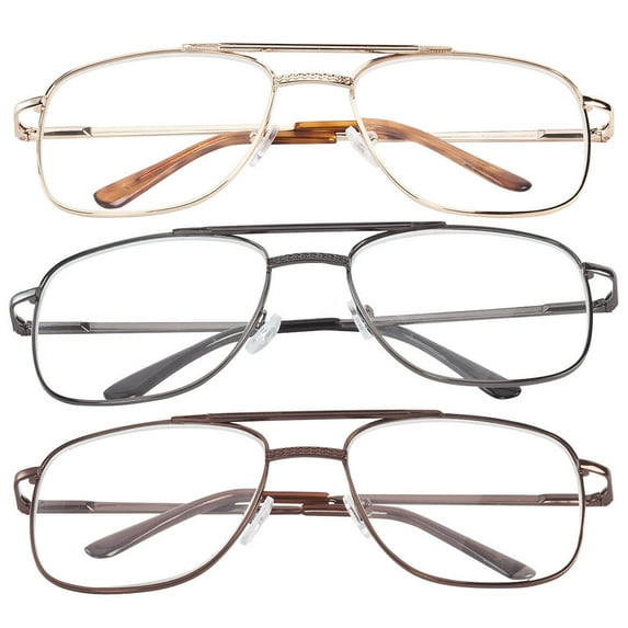 Spring Hinge Pilot Reading Glasses - 3 Pack Magnification 5.50X