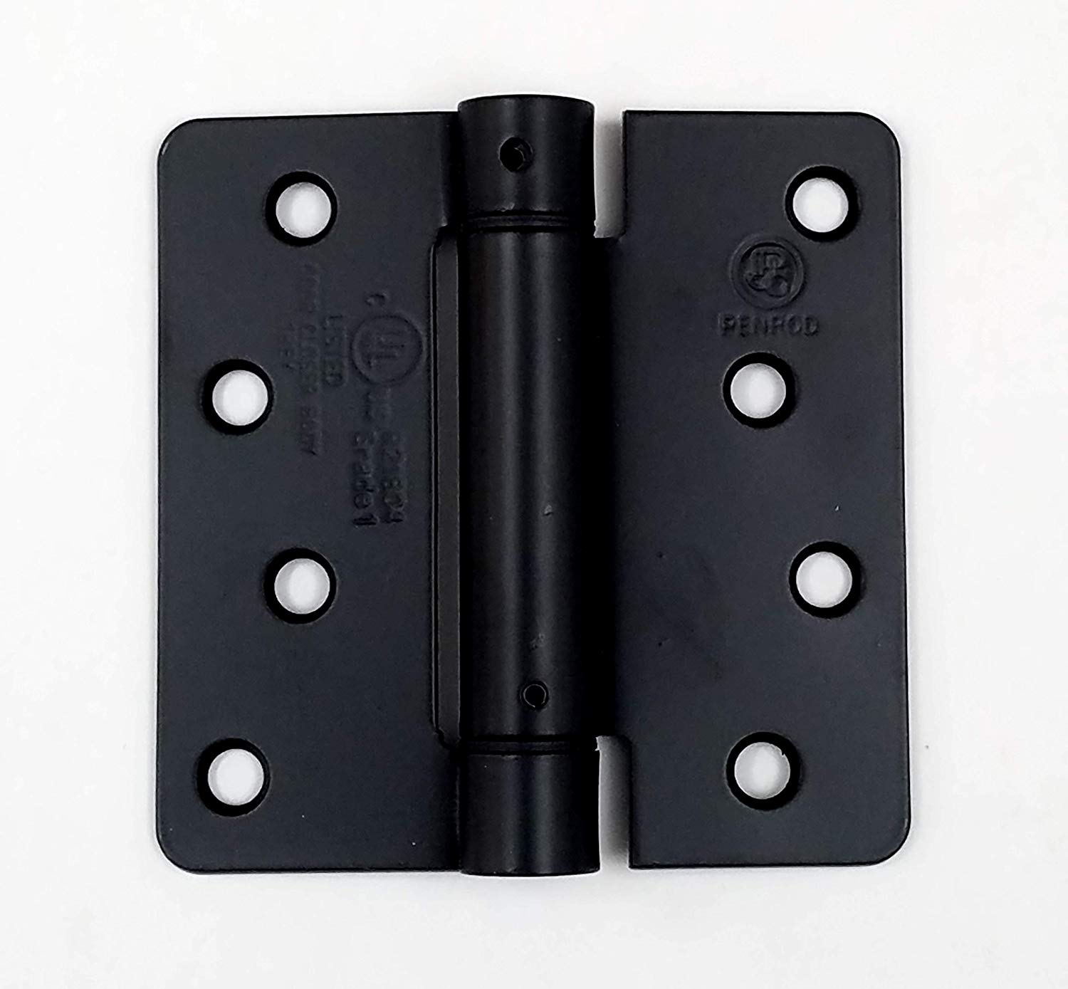 Spring Hinges - 4" inch with 1/4" inch Corner - Self Closing Adjustable - Flat Black - 2 Pack - image 1 of 1