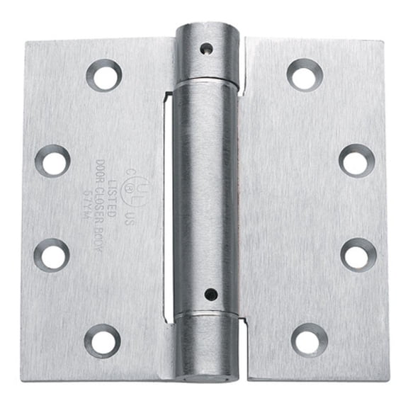 Spring Hinges for Doors - 4 inches Square - Satin Chrome - 2 Pack