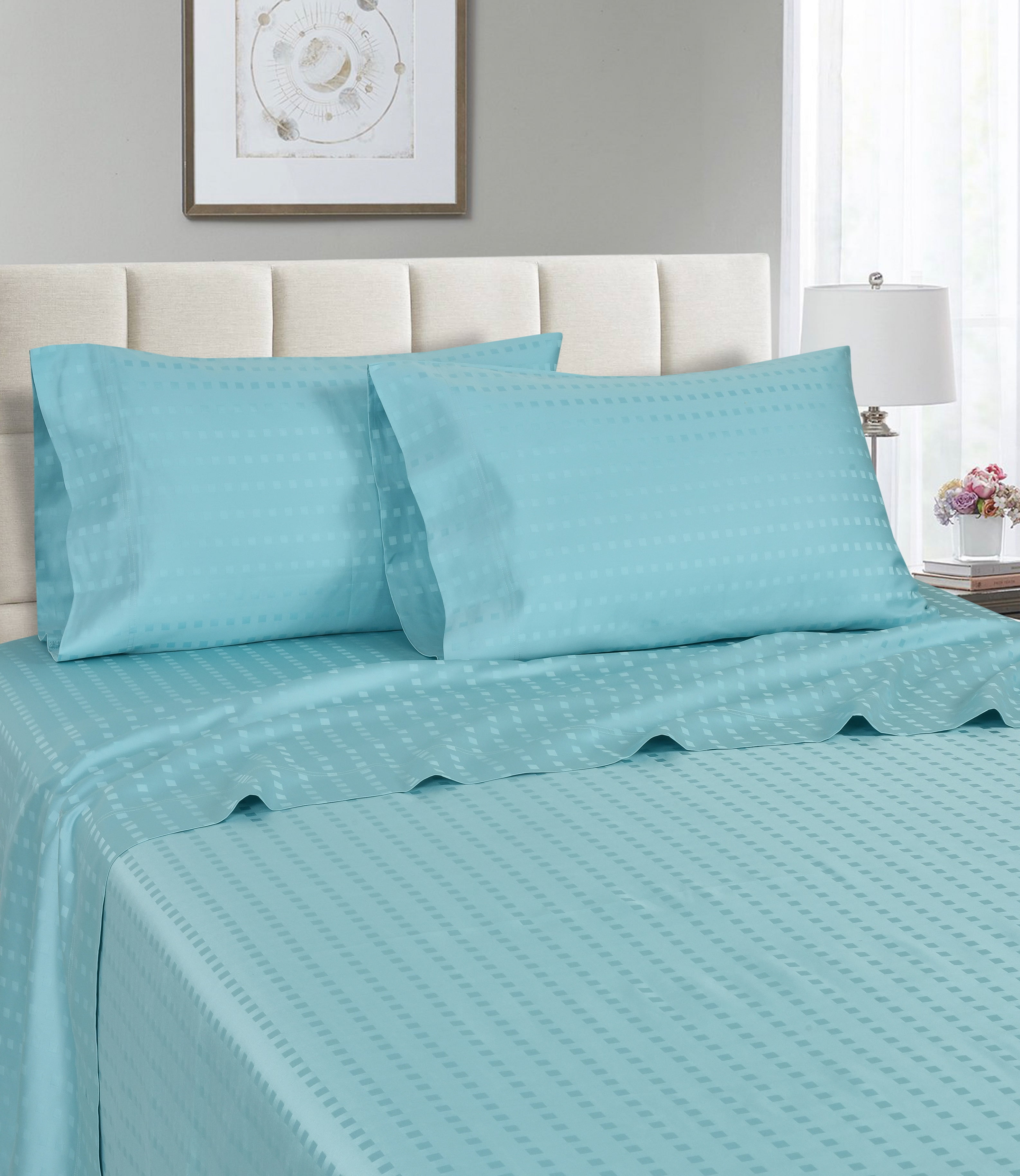 Northern Nights Wrinkle Defense Dobby StripeSheet Set, Size Full, Chocolate