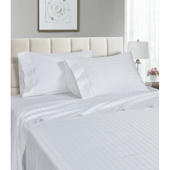 1200 Thread Count 100% Egyptian Cotton Deep Pocket Striped Sheet Set (Twin, White)