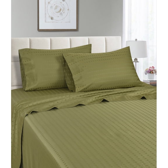 Spring Home 1200 Thread Count 100% Egyptian Cotton Deep Pocket Dobby Striped Sheet Set