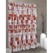 Spring Home Patchwork ruffle Fabric shower curtain multi color Red