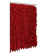 Spring Home Polyester Ruffled Fabric Shower Curtain, 72  x 72  Machine Wash