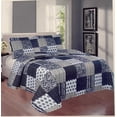 thumbnail image 1 of Spring Home Rosy 3-Piece Queen Size Printed Patchwork Cotton Quilt Set - Navy Flower Floral Striped Polka Dots - Stone Washed Lightweight Bedspread, Queen Size …, 1 of 7