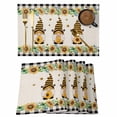 thumbnail image 1 of Spring Honey Gnomes Placemats Set of 8, Farmhouse Sunflower Black Checkered Placemats for Dining Table, Place Mats for Kitchen Tabletop, Waterproof Wipeable Dining Table Mats Set, 1 of 9