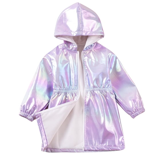 Spring Hooded Jackets for Girls and Boys Zipper Long Sleeved Elastic Waist With Velvet Coat Colorful Cool Zipper Jackets