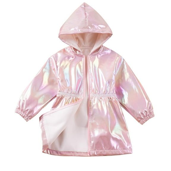 Spring Hooded Jackets for Girls and Boys Zipper Long Sleeved Elastic Waist With Velvet Coat Colorful Cool Zipper Jackets