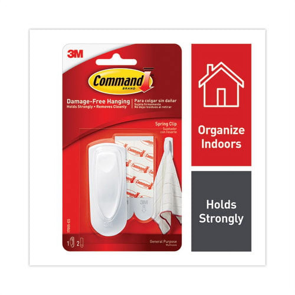 Spring Hook, 1 1/8w X 3/4d X 3h, White, 1 Hook/pack | Bundle of 10 Packs