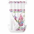 thumbnail image 1 of Spring No Hooks Shower Curtain with Snap-in Liner Purple Pink Green Rose Floral Leaf Gnomes Pastoral Shower Curtains for Bathroom, Waterproof, Easy Install, Washable 54"x78", 1 of 9