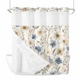 thumbnail image 1 of Spring off No Hooks Shower Curtain with Snap-in Liner White Lake Blue Flower Grey Leaves Vintage Shower Curtains for Bathroom, Waterproof, Easy Install, Washable 72"x72", 1 of 9