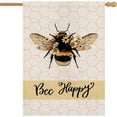 thumbnail image 1 of Spring House Flag Bee Happy Flower Floral Summer Vertical Double Sided Burlap 28 x 40 Inch Holiday Farmhouse Seasonal Yard Outdoor Decor, 1 of 6