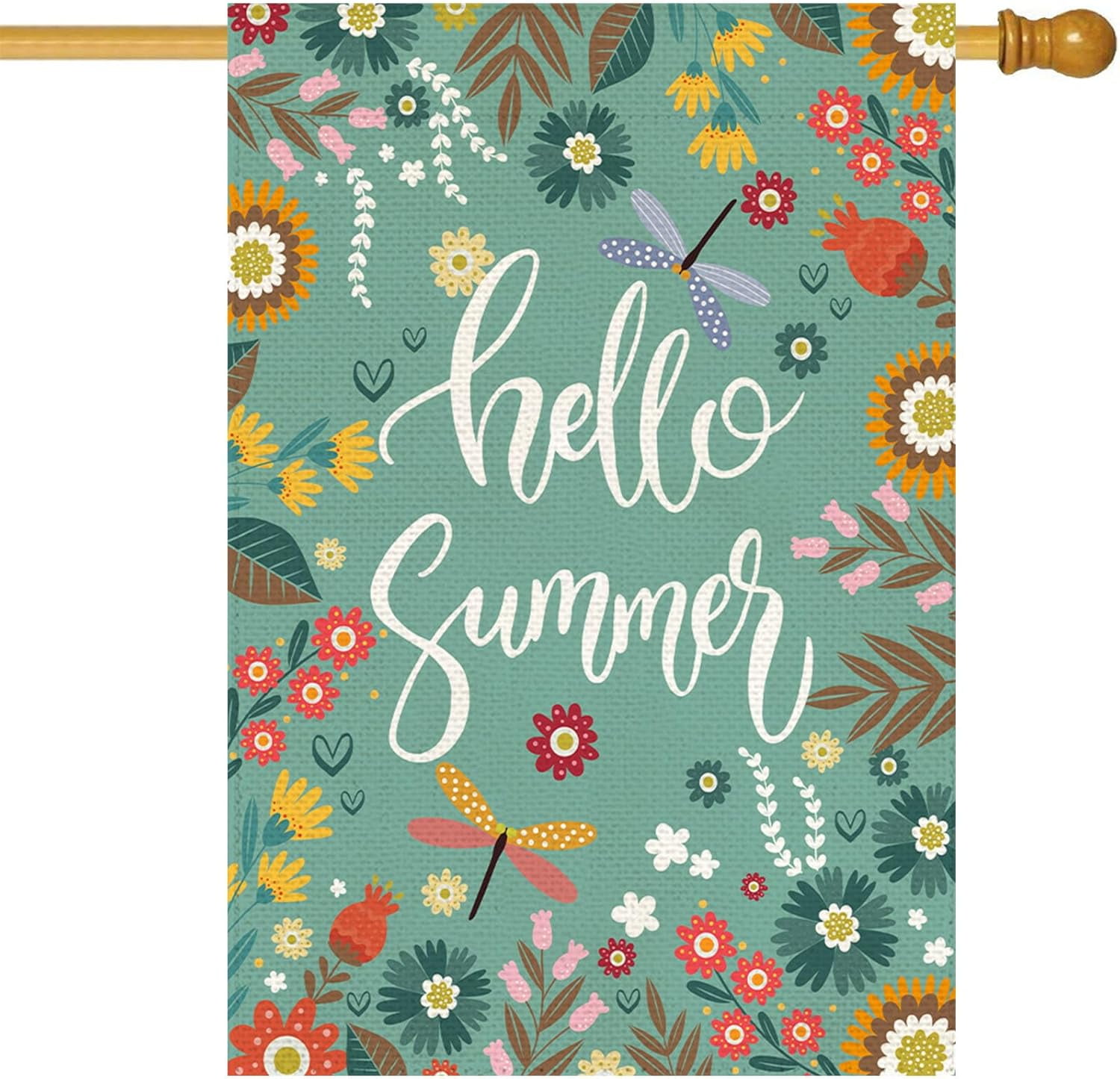 Spring House Flag Boho Floral Flower Plants Outside Double Sided Burlap ...