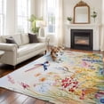 thumbnail image 1 of Spring Hummingbird Floral Area Rug 5x7 FT, Non Slip Bedroom Throw Carpet, Farmhouse Flower Botanical Washable Soft Floor Carpet Non-Shedding Rug for Dining Room Bedside Classroom Desk, 1 of 9