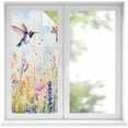 thumbnail image 1 of Spring Hummingbird Floral Privacy Window Film, Decorative Frosted Glass Window Film, Farmhouse Flower Botanical Reusable Peel and Stick Static Cling for Home Bathroom Office Glass Door 17.7"x39.3", 1 of 8