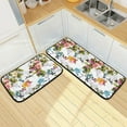 thumbnail image 1 of Spring Hummingbird Flower Kitchen Mat and Rug Set of 2 Watercolor Leaves Cushioned Floor Mat Non Slip Washable Standing Desk Mats Anti Fatigue Doormat for Home Office Sink Laundry Hallway Entryway, 1 of 6