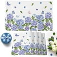 thumbnail image 1 of Spring Hydrangea Floral Butterfly Placemats Set of 6 Washable Table Mats for Kitchen Dining Table, Heat-Resistant Cotton Linen Place Mats for Indoor Outdoor Parties Holiday Decoration, Purple Green, 1 of 6