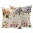 thumbnail image 1 of Spring Hydrangea Floral Outdoor Waterproof Pillow Covers, Vintage Botanical Flowers Decorative Square Throw Pillowcase Sofa Cushion Sham for Patio/Couch/Chair, 26"x26" 2 Pack, 1 of 8