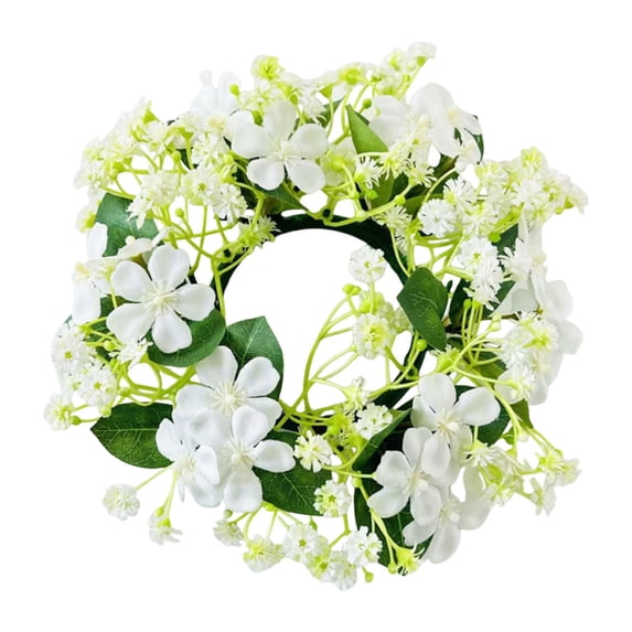 Spring Hydrangea Wreath, 3.54inch Mini Front Door Artificial Garland, Mixed Flower Wreath, Artificial Kitchen Cabinet Wreaths, Small Greenery Farmhouse Wreath for Spring Summer Decor