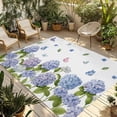 thumbnail image 1 of Spring Hydrangeas Outdoor Rug for Patio/Deck/Porch, Non-Slip Large Area Rug 4 x 6 Ft, Purple Floral Butterfly Leaves Indoor Outdoor Rugs Washable Area Rugs, Reversible Camping Rug Carpet Runner, 1 of 8
