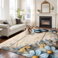 thumbnail image 1 of Spring Idyllic Wood Grain Area Rugs 5x7 ft Daisy Blue Butterfly Washable Rug Non Slip Indoor Carpet Absorbent Floor Mat for Living Room Bedroom Dining Room, 1 of 9