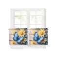 thumbnail image 1 of Spring Idyllic Wood Grain Short Blackout Curtains 30Inch Long Yellow Flower Blue Butterfly Rod Pocket Kitchen Curtains, 2 Panels Thermal Insulated Room Darkening Drapes for Bedroom, 30"W x 30"L, 1 of 5