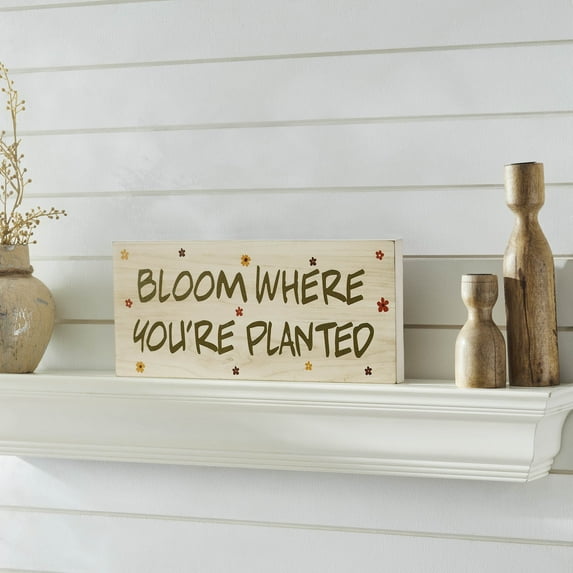 VHC Brands Spring in Bloom Bloom Where You're Planted MDF Wall Sign 5x14, Spring Decor, Home Decorations for Wall or Door, Spring and Easter Hanging Decoration