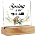 thumbnail image 1 of Spring In The Air Desk Decor,Spring is in The Air Acrylic Plaque Sign with Wooden Stand Table Desk Decor for Farmhouse Home Office Kitchen Tabletop Decor 4x4 Inch, 1 of 7
