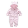 thumbnail image 1 of Spring Infant Flannel Solid Color Stitching Package Foot Romper Siamese Baby Crawling Jumpsuit, 1 of 5