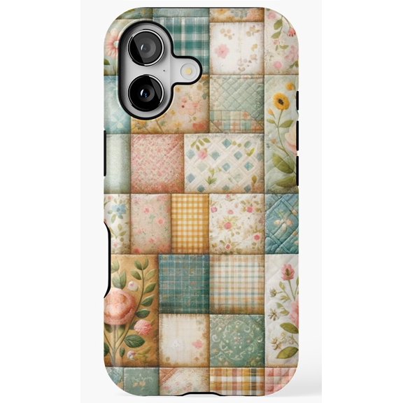 Spring Inspired Patchwork Quilt Phone Case for iPhone 11 12 13 14 15 16 17 Pro Max