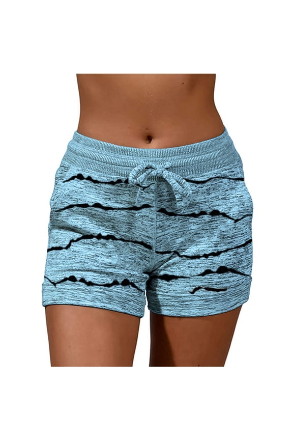 Spring Into Shorts From $10,AXXD Drawstring Pocket Loose Printed Sports Shorts Pants Woman Plus Size Pants Clearance Sky Blue 10