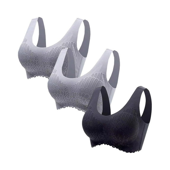 AXXD 3PC Sports Bras for Women Top Bra Wire Free Underwears Lingerie Multicolor Size 6