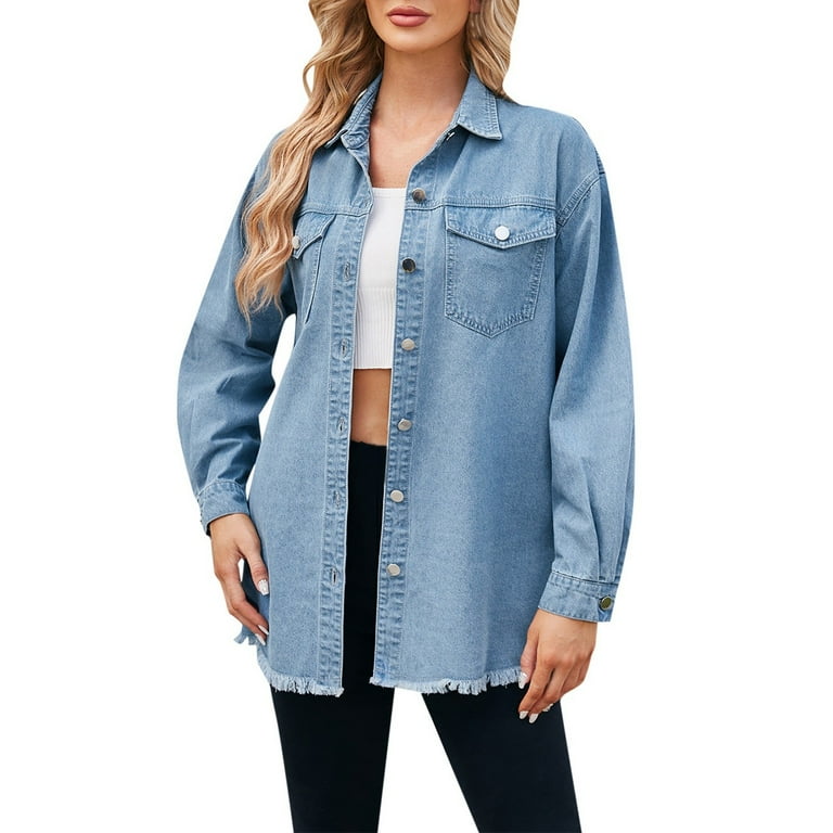 Spring Jackets Lightweight Denim Jacket for Women Jean Jacket Women Cropped Crop Jean Jacket Women s Denim Jackets Women s Jacket Denim Jacket for Women Plus Size Walmart