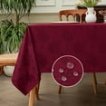 thumbnail image 1 of Spring Jacquard Rectangle Tablecloth, Waterproof Damask Rose Floral Pattern Table Cloth, Washable Decorative Polyester Table Cover for Kitchen/Dining/Parties - Burgundy, 60 x 84 Inch, 1 of 6