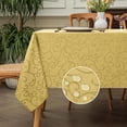 thumbnail image 1 of Spring Jacquard Rectangle Tablecloth, Waterproof Elegant Damask Curly Floral Pattern Table Cloth, Washable Decorative Polyester Table Cover for Kitchen/Dining/Parties - Gold, 60 x 84 Inch, 1 of 6