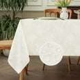 thumbnail image 1 of Spring Jacquard Rectangle Tablecloth, Waterproof Elegant Damask Rose Floral Pattern Table Cloth, Washable Decorative Polyester Table Cover for Kitchen/Dining/Parties - Ivory, 60 x 84 Inch, 1 of 6