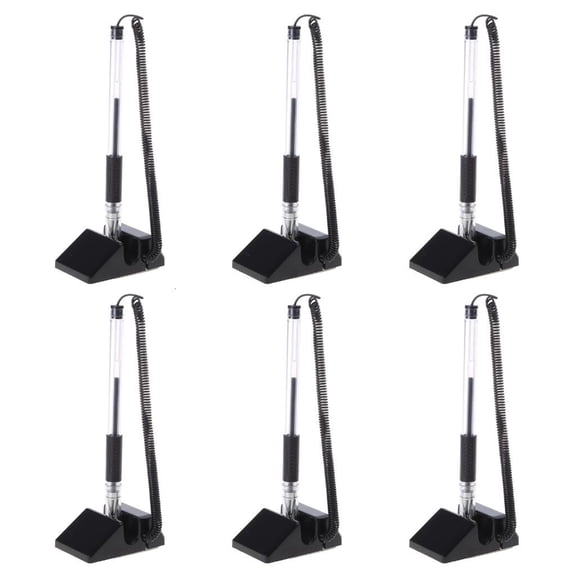 Giaone Set of 6 Reception Desk Pens 0.5mm Secure Counter Pen with Adhesive Chain