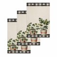 thumbnail image 1 of Spring Kitchen Dish Towels for Drying Dishes Set of 3, Country Vintage Pots Plants Black Plaid Border Waffle Weave Microfiber Hand Tea Bathroom Towels Quick Dry & Absorbent Towel 15.7x23.6, 1 of 7