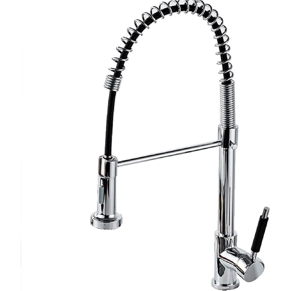 Spring Kitchen Faucet with Pull Down Sprayer, High Arch 360 Swivel Pull Out Kitchen Sink Taps Commercial Brass Chrome Single Handle Kitchen Mixer Tap for Hot and Cold Water