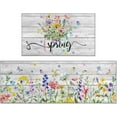 thumbnail image 1 of Spring Kitchen Rug Set of 2,Non-Slip Washable Kitchen Mats,Wood Grain Floral Kitchen Mats,Spring and Summer Holiday Decorations for Home Kitchen,17x30+17x47 Inch, 1 of 6